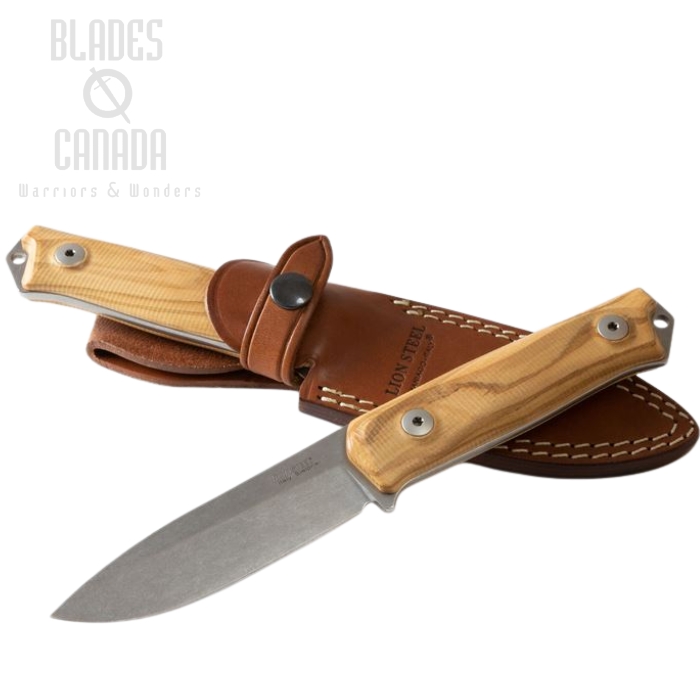Lion Steel B41 UL Fixed Blade Knife, Sleipner, Olive Wood, Leather Sheath, B41 UL